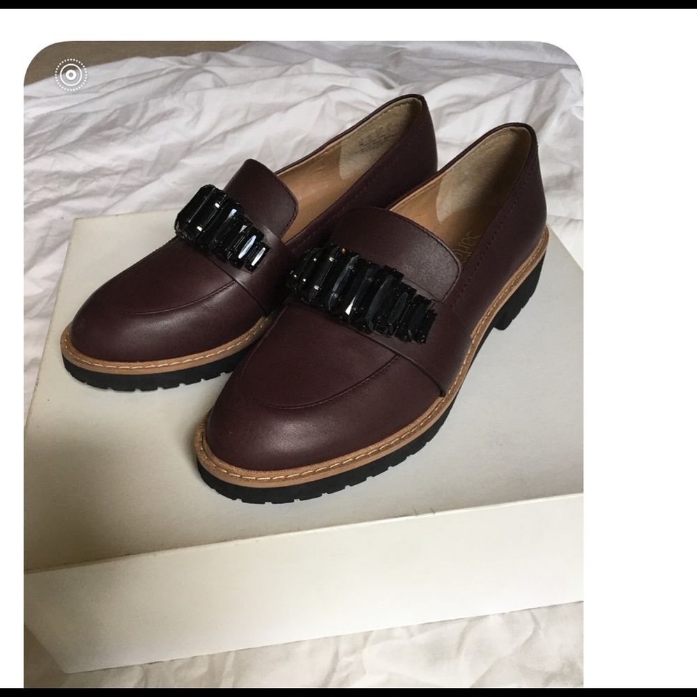 Franco  Sarto Burgundy Jewelled  Loafer Size 7 US.